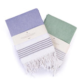 Haber Premium Light Weight 100% Cotton Bath Towel 500 Gsm | Unique Micro Waffle Texture For Active Feel, Quick Absorption & Faster Drying Towel (Green & Heather)- Pack Of 2