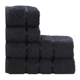 Spread Spain Roman Bath Towel 600gsm | Super Soft & Comfortable, Extra Absorbent Cotton Towels For Face, Body & Gym- Black (Set Of 4)
