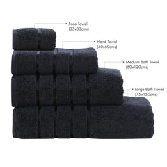 Spread Spain Roman Face, Hand & Bath Large Towel 600gsm | Super Soft & Comfortable, Extra Absorbent Cotton Towels For Face, Body & Gym- Black (Set Of 3)