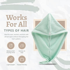 Maxoshine Hair Towel Wrap For Women-Quick Drying Microfiber Towel For Hair With Elastic Loop For Tying-Super Absorbent Head Towels (Pack Of 2-Purple & Green)