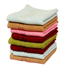 Space Fly Soft Cotton Face Towel 1200 Gsm | Absorbent Washcloths & Handkerchief Set For Home, Gym & Baby Care (Multicolor) - Set Of 8