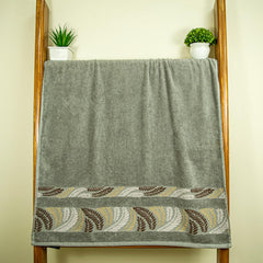 Rangoli Eartly Morgon 100% Cotton Bath Towel 600 Gsm | Durable Double Ply Cotton Bath Towel (Jacquard Border) - Green