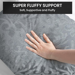 Microfiber Square Pillow Cushion For Sofa & Bed, Grey - 16 X 16 Inch | Soft, Fluffy For Comfort & Back Support | Breathable, Washable | Premium Velvet Outer Cover With Zip - Set Of 4