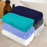 Heelium Bamboo Face Towel 1 Kg | Ultra Absorbent & Odour-Free 3x Softer Than Cotton Towels | Pack Of 6 -Blue, Teal, Grey, Iris, White & Light Grey