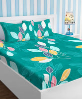 100% Cotton Double Bedsheets With 2 King Size Pillow Covers | 72 X 78 + 10 Inches, Dark Green - Double Bed With All Around Elastic 180 Thread Count Super Soft