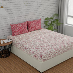 Perfect Cotton Double Bedsheet With 2 Pillow Cover - 88 X 96 Inches, White & Peach Pink | Soft & Durable For Everyday Use & Bedroom - All Season Comfort