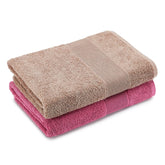 Haus & Kinder Harmony Combed Large Size Bathing Towels 500 Gsm | 100% Cotton Towel For Men, Women, Gym Towels, Spa Towel, Almond & Mulberry | Pack Of 2