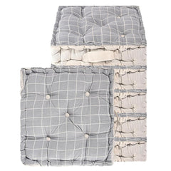 Cotton Chair Cushions Pillow For Sitting, Back Rest, Check Print - Light Grey | Chair Pad For Office Work & Posture Support | Lightweight & Portable, Durable & Long Lasting - Pack Of 6