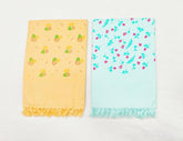 Bombay Dyeing Rimzim 100% Cotton Printed Soft & Slick Quick Drying Bath Towels 500 Gsm (Orange & Sky Blue) - 2 Pcs
