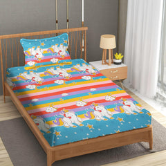Kids Single Bedsheet With 1 Pillow Covers - 60 X 90 Inches, Multicolor | Soft Wrinkle Free Breathable Easy Care | Color Fade Resistant Bedsheet