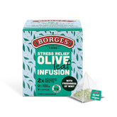 Borges Stress Relief Olive Leaf Infusion Tea - 10 Bags In Sealed Envelope | 2X Antioxidants Than Green Tea - With Freshness Of Mint | Caffeine Free, No Added Flavor
