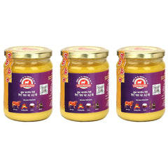 Natural Shudh Indian Gir Cow A2 Ghee By Gavyratan | High In Protein Fiber Healthy Desi Cow Ghee Good For Bakes Cookies | 1.5 Litre (500ml * 3) 50.7 Ounce | Jar Pack