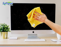 Softspun Microfiber Cleaning Cloths 1250 Gsm | Highly Absorbent, Lint & Streak Free, Multi -Purpose Wash Cloth For Kitchen, Car, Window, Stainless Steel (12 Pcs)- Yellow