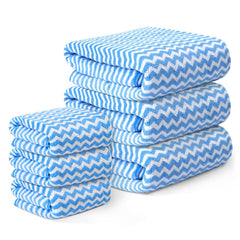 Kuber Industries Cotton Bath & Hand Towels 2000 Gsm | Quick Absorbent Easily Washable For Men & Women Workout Gym Napkins For Men - Zig Zag - Blue (Pack Of 6)