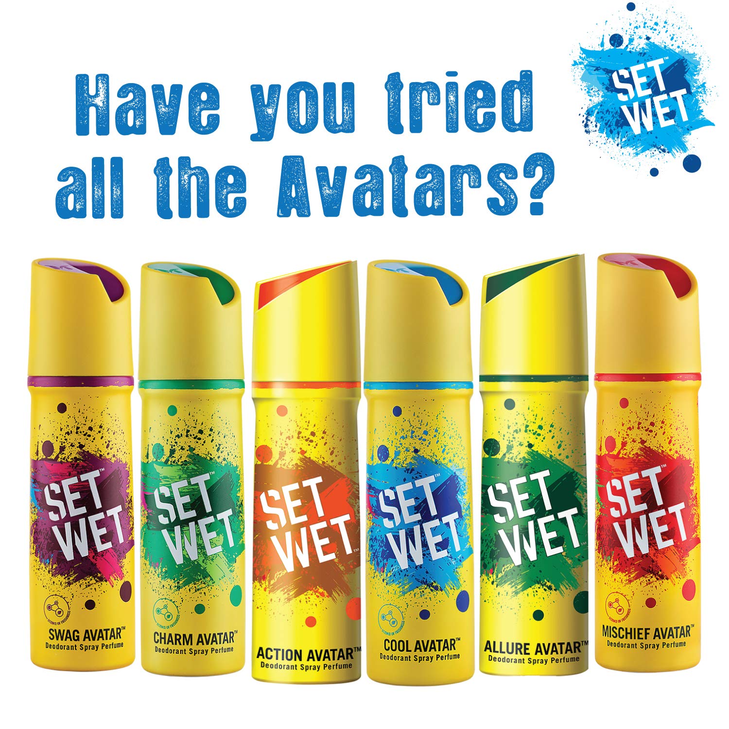 Set Wet Combo Of 3 Deodorant Spray Perfume Cool + Charm + Chill Avatar 150ml Each 5 Fl.oz. | For Men Set Wet Combo Of 3 Deodorant Spray Perfume Cool + Charm + Chill Avatar 150ml Each 5 Fl.oz. | For Men