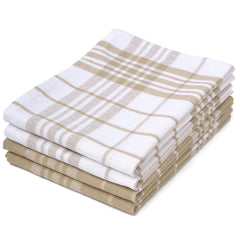 Encasa Xo Kitchen Towels Dish Cloths Sets 300 Gsm | Highly Absorbent Cotton Terry Towels Multipurpose For Washing Dishes & Cleaning Towel | Pack Of 4 (Beige Non-Terry)
