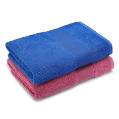 Haus & Kinder Harmony Combed Bath Towel 500 Gsm | Large Size Bathing Towels | 100% Cotton Towel For Men, Women (Cobalt & Mulberry) | Pack Of 2