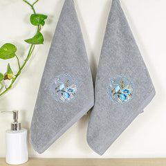Akiko Home Prima Dream 100% Cotton Hand Towels 400 Gsm | Soft, Absorbent & Durable, Cotton Hand Towel | Pack Of 2 (Grey)