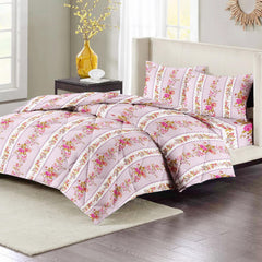Cotton King Size Double Bedsheet 1 AC Comforter & 2 Pillow Covers | 90 X 100 Inches, Light Pink - Perfect Gift Set Wedding, Anniversary | 4 Pc Bedding Set