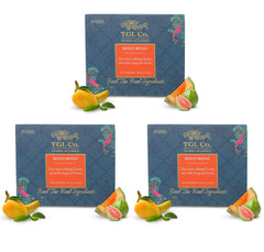 TGL Co. Mogo Mogo Green Tea - Pack Of 3 X 16 Pyramid Tea Bags, 96gm, 3.3 Ounce | Immunity Booster, Richness Of Flavors - Hot & Ice Fruit Tea | Juicy Goodness Of Mangoes - Low Caffeine
