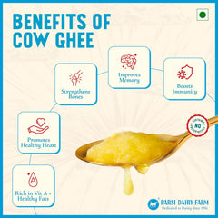 100% Natural A2 Desi Gir Cow Ghee By Parsi Dairy Farm | Rich In Vitamin A, D, E & K Healthy Desi Ghee Perfect For Cooking, Baking | (500ml) 16.9 Ounce | Jar Pack