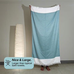 Indihaus 100% Bamboo Bath Towel 300 Gsm | Quick Dry, Fade Resistant, Skin Friendly, Ideal For Home, Gym & Travel (Ocean Teal)