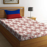 1 Single Size Bedsheet With 1 Pillow Cover (60 X 90 Inches) Red & Blue | Bedsheet Set - Urban Comfort Collection, Breathable & Superior Softness | 144 Thread Count