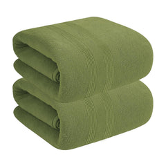 House Of Terry 100% Cotton Bath Towel 900 Gsm | Quick Dry, Fade-Resistant, Soft, Lightweight & Absorbent For Men & Women Large Size Towel (Olive Green) - 2 Pcs