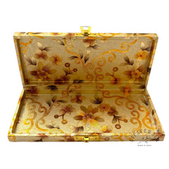 Rectangular Shaped Floral Design Cash Box, Shagun Box, Gift Box, Gaddi Box, Jewellery Box, Shagun Envelope In Floral Design, Colour - Golden