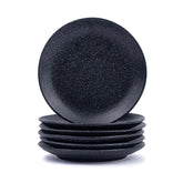 Ceramic Quarter Plates Set Of 6, Black Speckle | Premium Stoneware Snacks Plates Set - Dessert Plates | Small Plates With Matte Finish - Microwave Safe & Chip Resistant