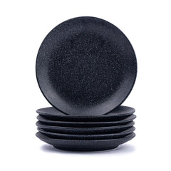 Ceramic Quarter Plates Set Of 6, Black Speckle | Premium Stoneware Snacks Plates Set - Dessert Plates | Small Plates With Matte Finish - Microwave Safe & Chip Resistant