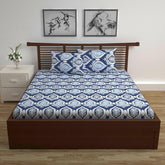 100% Cotton Double Bedsheet With 2 Pillow Cover - 87 X 100 Inches, Blue | Lightweight, Soft, Skin Friendly - Durable Bedsheets For Everyday Comfort