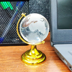 Crystal Globe For Home Decor 35 Mm | Feng Shui World Map Glass Globe For Study Table Kids Learning & Good Luck, Gifts Office Table Decor, Pack Of 1