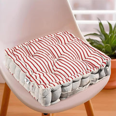 Cotton Chair Cushions Pillow For Sitting, Back Rest, Lining Print - Maroon | Chair Pad For Office Work & Posture Support | Furniture Cushion, Lightweight & Portable, Long Lasting