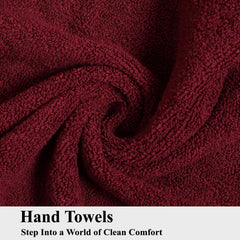 Fresh From Loom Luxury Fur Collection Hand Towel 500 Gsm Napkins Cotton High Absorbency Double Stitched Size (Wine) - Set Of 2