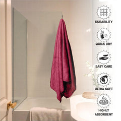 Housse Premium Microfiber Bath Towel 550 Gsm | Extra Large Quick Dry Towels Super Soft Plush | Ultra Absorbent For Home, Swimming, Sports, Travel (Red Plum)