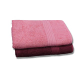 Dreamscape 100% Cotton Bath Towel 1100 Gsm - Set Of 2 (Burgundy & Rose)