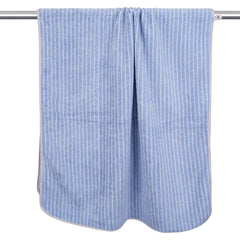 Black Gold The Finer Touch Microfiber Striped Hand Towel 800 Gsm | Soft & Quick Dry, Lightweight & Absorbent Face Towel (Blue) - Pack Of 4