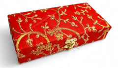 Decorative & Attractive Box Cash Box, Shagun Box, Jewellery Box, Money Box Envelop Wedding, Gift Box, Bangel Box With Embroidery Design Pack Of 1, Colour - Red
