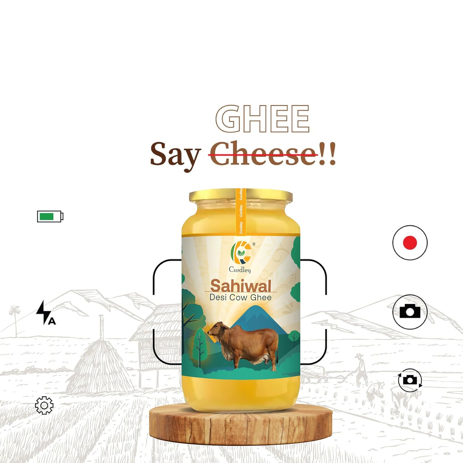 Organic Natural Sahiwal Desi Cow Ghee By Curdley | Great Source Of Energy Healthy & Nutrients Desi Cow Ghee For Brain Health | (1 Litr) 33.8 Ounce Jar Pack Organic Natural Sahiwal Desi Cow Ghee By Curdley | Great Source Of Energy Healthy & Nutrients Desi Cow Ghee For Brain Health | (1 Litr) 33.8 Ounce Jar Pack