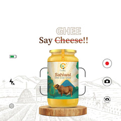 Organic Natural Sahiwal Desi Cow Ghee By Curdley | Great Source Of Energy Healthy & Nutrients Desi Cow Ghee For Brain Health | (1 Litr) 33.8 Ounce Jar Pack