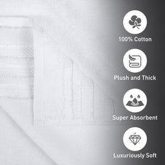 Mytrident Finesse 100% Cotton Face Towels 1200 Gsm (White) -6 Piece