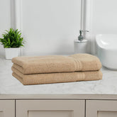 Fresh From Loom Luxury Fur Collection Hand Towel 500 Gsm Napkins Cotton High Absorbency Double Stitched Size (Beige) - Set Of 2
