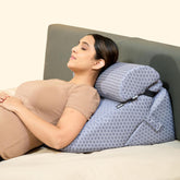 Wedge Pillow For Back Support, Adjustable Wedge Pillow With Headrest, Grey Jacquard - 22 X 22 X 12 Inch | Memory Foam Bed Wedge Pillow For Sleeping | Acid Reflux, Gerd, Snoring, Resting