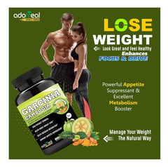 Adorreal Garcinia Cambogia, Green Tea, Green Coffee, Curcumin, Ginger & Black Pepper Extract Weight Loss Supplement, Improves Digestion | 120 Capsules 150gm 0.3lbs