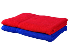 Comfort Weave 100% Cotton Large Bath Towel 1 Kg - 2 Pieces (Red & Blue)
