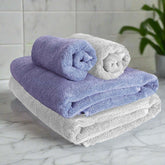 Heelium Bamboo Towel Set 2 Bath & 2 Hand Towel 1300 Gsm | Super Soft & Antibacterial Towel (Light Grey & Iris) - 4 Piece