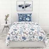1 Single Bedsheet & 1 Pillow Cover - 54 X 84 Inches, Dusty Blue & White | Coordinated Look For Your Bedding | Durable & Easy To Maintain