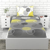 1 Single Bedsheet With 1 Pillow Cover - 54 X 84 Inches, Grey & Yellow | Comfort Meets Everyday Styles | Traditional Ideal For All-Season Use