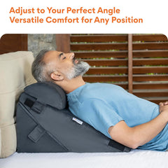 Adjustable Wedge Pillow, Memory Foam Pillow For Head, Back Support, Dark Grey - 22 X 22 X 12 Inch | Wedge Cushion, Acid Reflux, Snoring, Gerd, Leg Elevation, Pregnancy | Comfortable Pillow